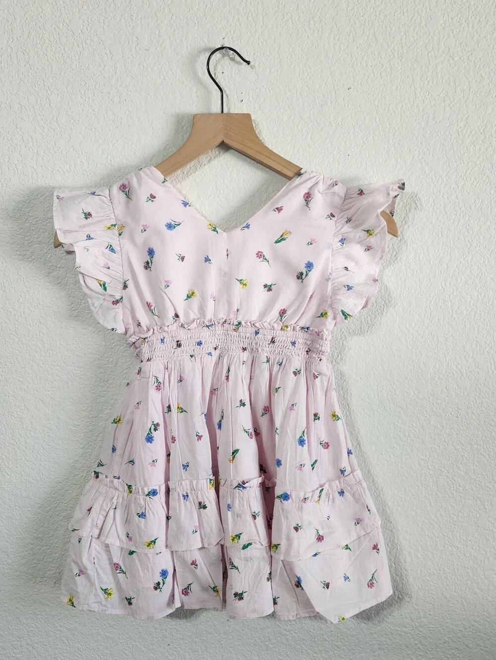 Gap Kids Girls SM 4/5 Pink Floral Ruffle Tiered Dress